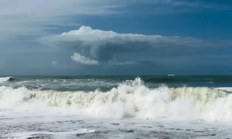 Why does the sea begin raging around Hawkes Bay in July?