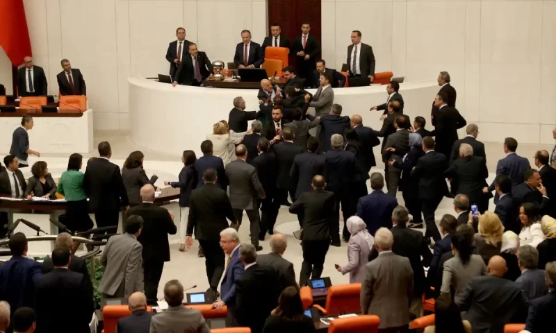 Turkey parliament descends into chaos over ousted MP