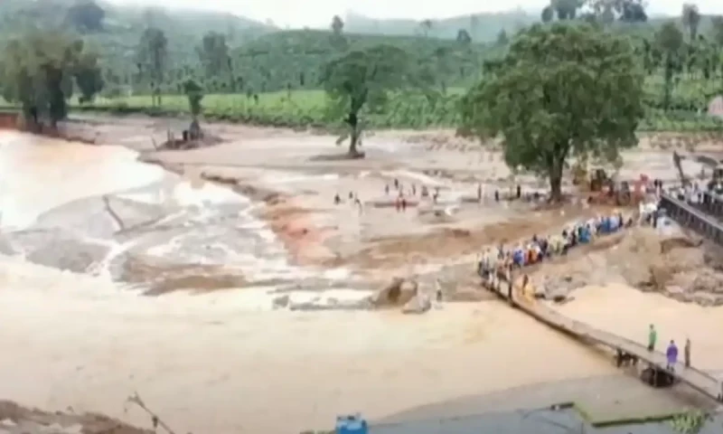 Part of mountain collapses into river in Mansehra