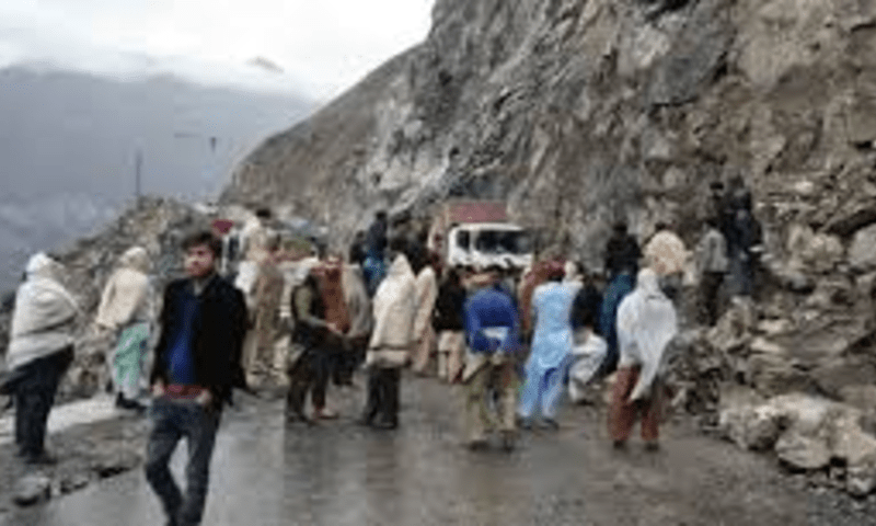 Land sliding on the Karakoram Highway; Lala Pari and Astor Valley road closed