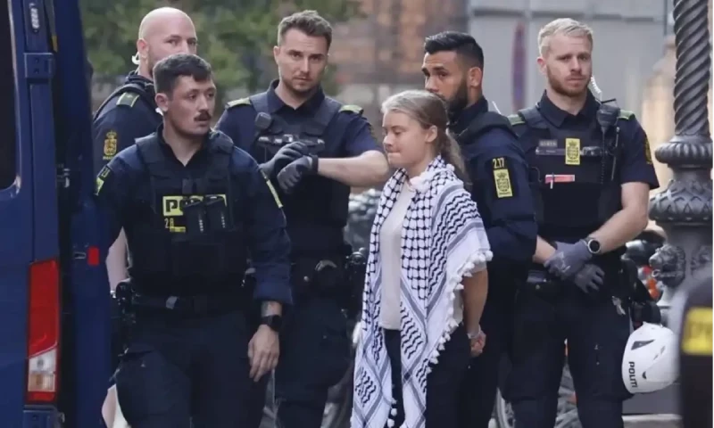 Danish police detain activist Greta Thunberg during Gaza war protest