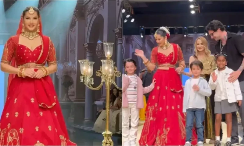 Sunny Leone stuns in wedding dress as family showers support