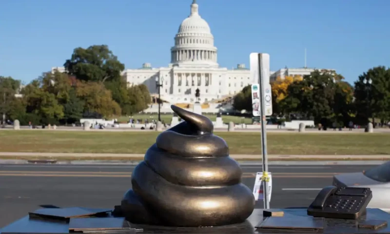 Poop-emoji statue near US Capitol evokes stain of Jan 6 riot