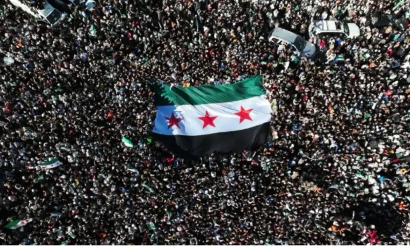 &lsquo;Syria freed!&rsquo;: thousands cheer at famed Damascus mosque