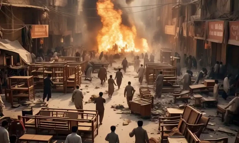 Fire devastates several furniture market shops near Karachi&rsquo;s Kamran Chowrangi