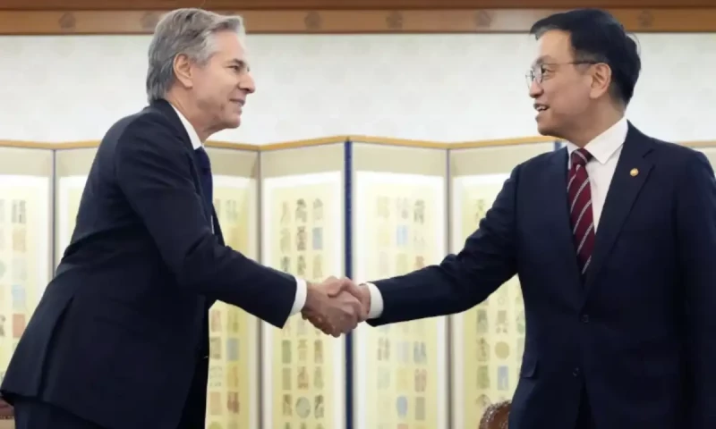 North Korea launches missile during Blinken&rsquo;s visit to South Korea