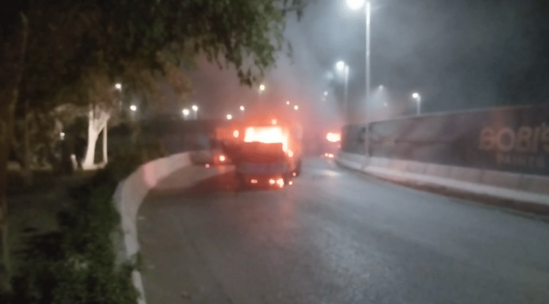 A water tanker runs over another motorcyclist; angry protesters set 5 tankers on fire