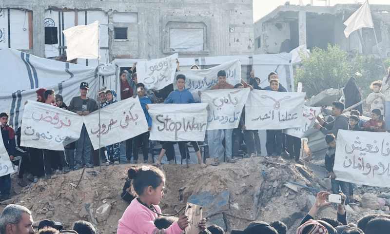 Palestinians in Gaza protest against Hamas after conflict resumes