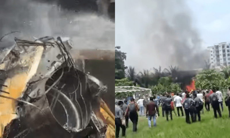 At least 19 killed as Bangladesh air force plane crashes into college campus