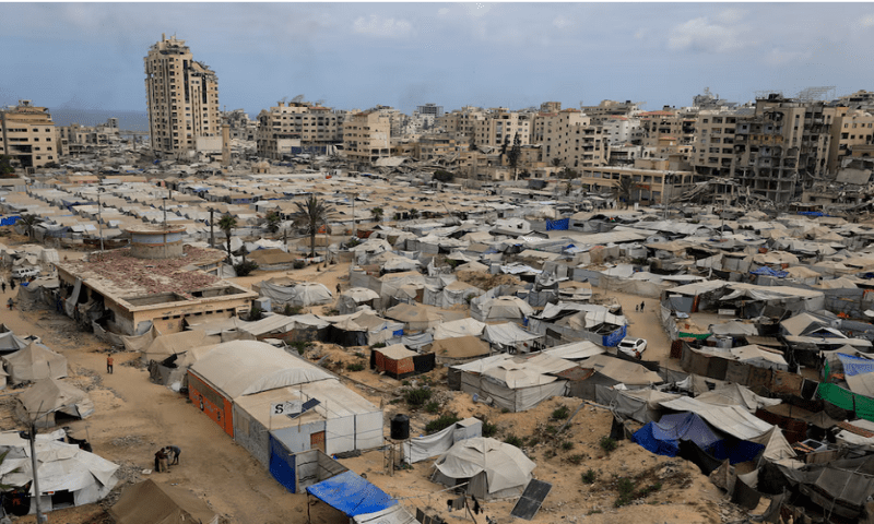 Palestinians, displaced by the Israeli offensive, shelter in tents, amid a hunger crisis, in Gaza City, on August 1, 2025. Reuters file