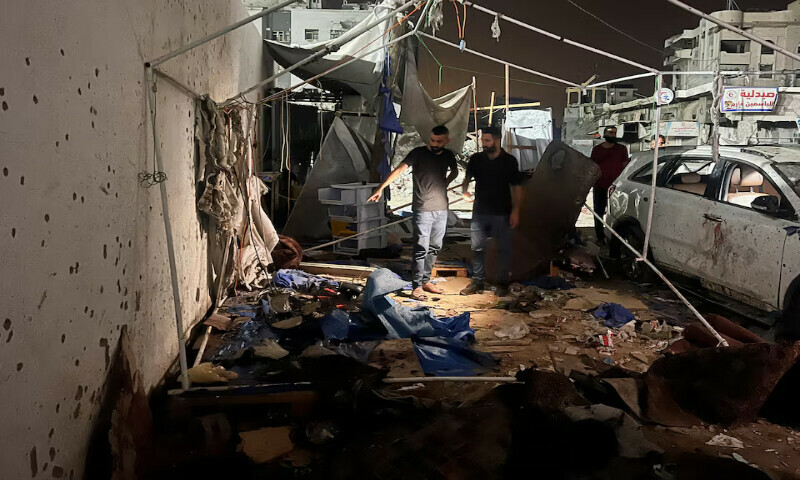 Palestinians inspect the site of an Israeli strike where Al Jazeera journalists Anas Al Sharif, Mohammed Qreiqeh and three photojournalists were killed in Gaza City on Monday. – Reuters