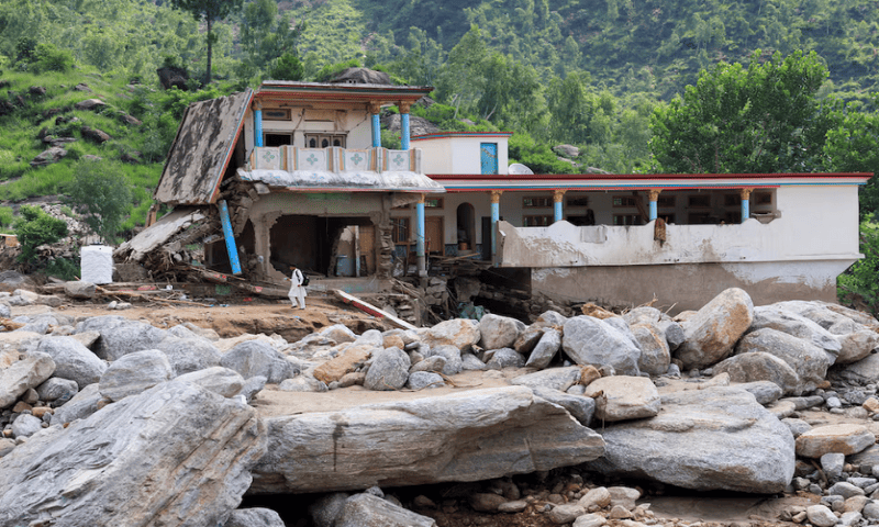 A view of the damaged family house of Noor Muhammad. Reuters