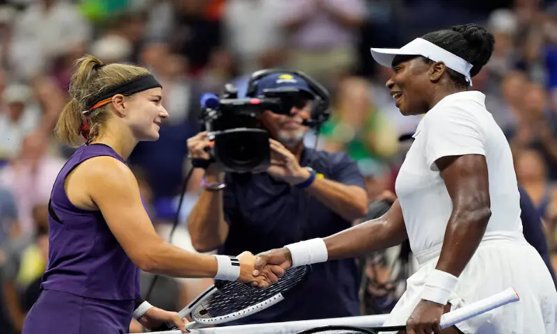 Karolina Muchova and Venus Williams shaking hands after their match in the US Open in New York. – Reuters