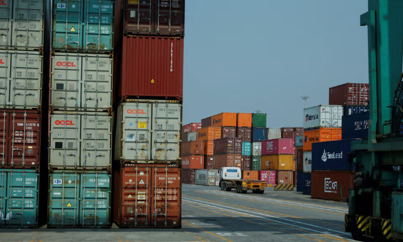 Shipping containers are stored at APM Terminals in Navi Mumbai, India. – Reuters file