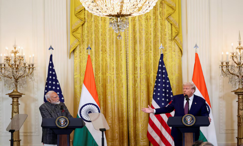 US President Donald Trump gestures as he speaks during a joint press conference with Indian Prime Minister Narendra Modi at the White House. – Reuters file