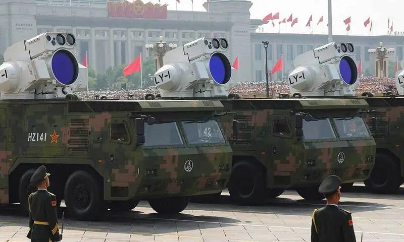 People’s Liberation Army soldiers stand as the maritime operations group displays laser weapons during a military parade to mark the 80th anniversary of the end of World War II, in Beijing, China, September 3, 2025. — Reuters