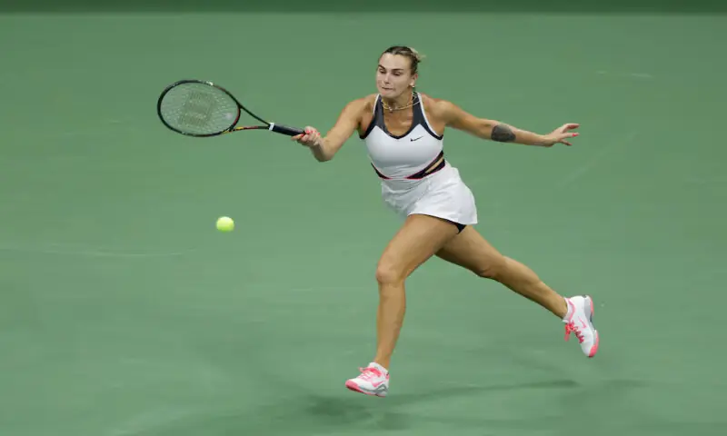 Aryna Sabalenka in action during the women’s singles final against Amanda Anisimova at the US Open in New York. – Reuters
