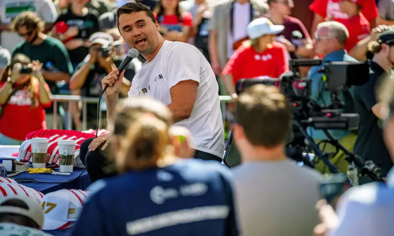 US right-wing activist and commentator Charlie Kirk appears at a Utah Valley University speaking event in Orem, Utah. – Reuters