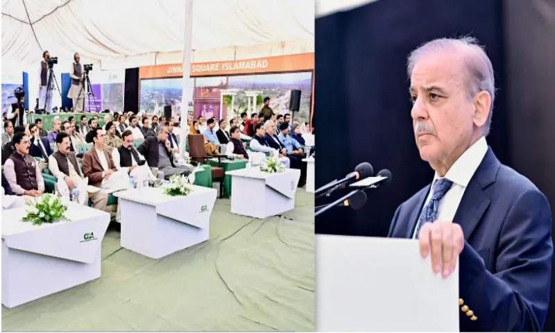 PM Shehbaz addresses the ground breaking ceremony of T-Chowk Flyover.