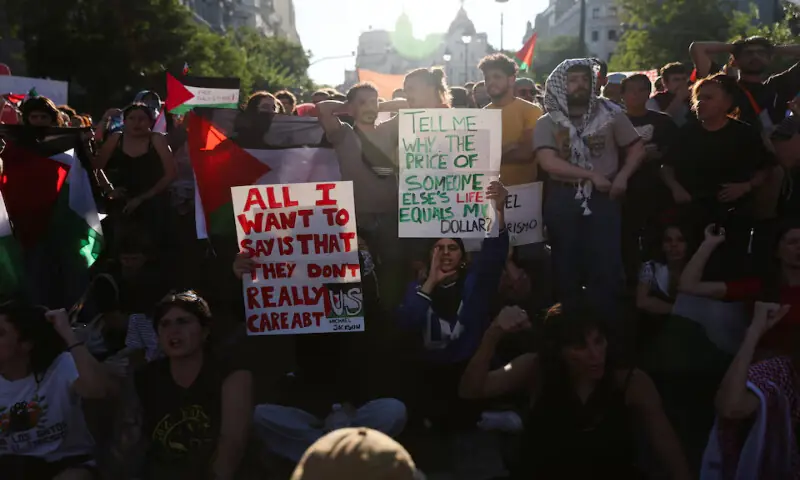 Anti-Israel protesters occupy the route of the Vuelta a Espana in Madrid, Spain. – Reuters
