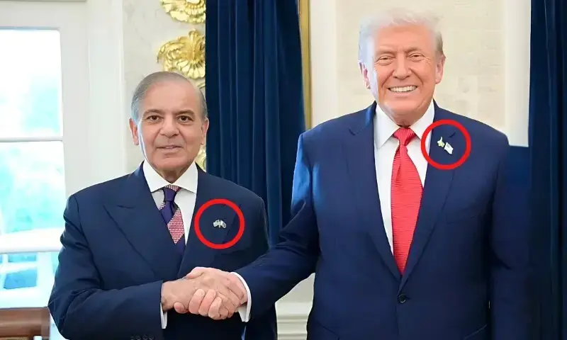 Historic meeting: Shehbaz Sharif, Donald Trump unite with fighter jet badges