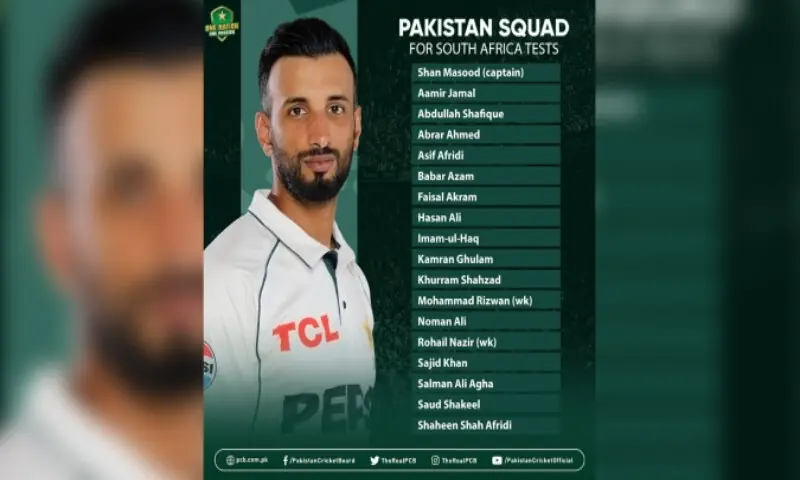18-member squad announced for Test series against South Africa