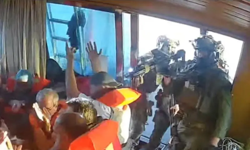 A screengrab shows Israeli navy forces aboard the Gaza-bound vessel Florida. – Reuters