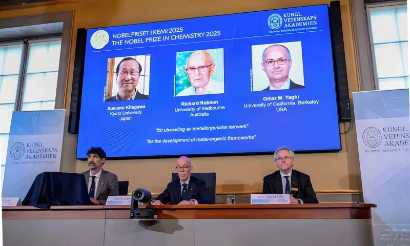 کیمسٹری کے تین سائنس دانوں کو نوبیل انعام 2025 سے نواز دیا گیا – World
