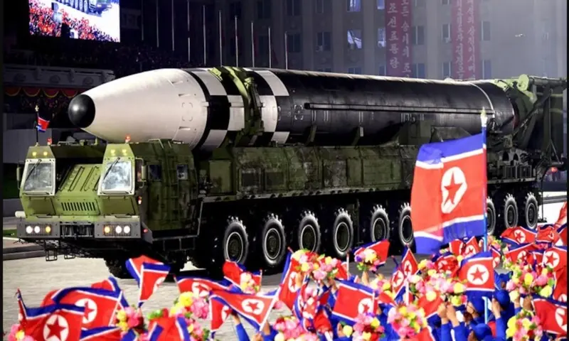 شمالی کوریا کی فوجی پریڈ میں نئے جدید ترین جوہری میزائیل ’ہواسونگ 20‘ کی نمائش – World