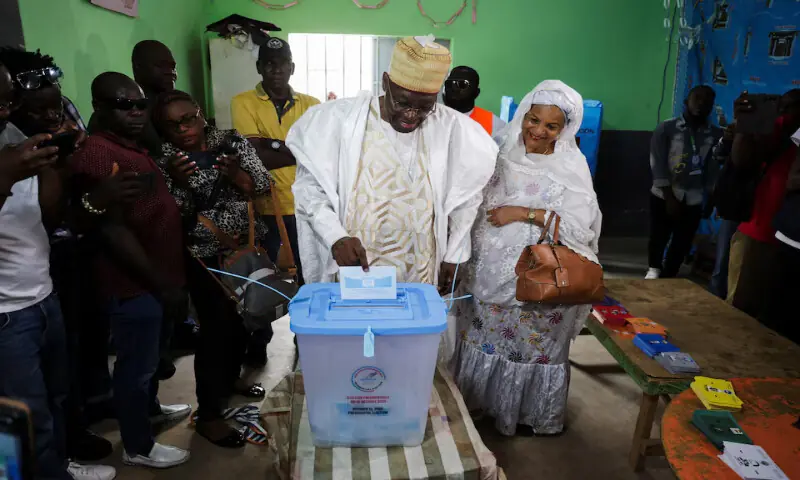 Presidential candidate Issa Tchiroma Bakary of the Cameroon National Salvation Front (FSNC) casts his vote at a polling station in Garoua, Cameroon, on Sunday. – Reuters