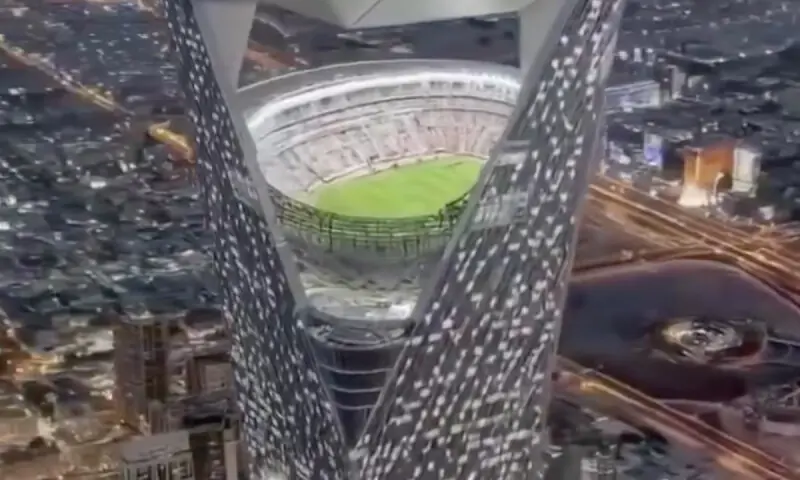 سعودی عرب میں عمارت کے اوپر دنیا کا پہلا ’اسکائی اسٹیڈیم‘ بنانے کی تیاری – Trending سعودی عرب میں عمارت کے اوپر دنیا کا پہلا ’اسکائی اسٹیڈیم‘ بنانے کی تیاری – Trending