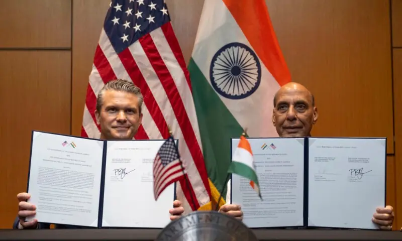 US Defence Secretary signs 10-year defence pact with India