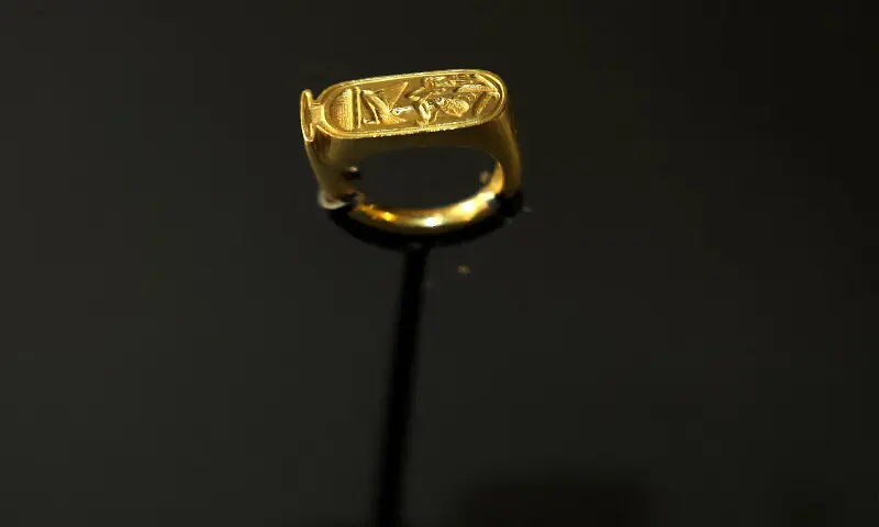 The ring of the Egyptian king Tutankhamun is on display. – Reuters