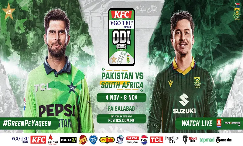 Pakistan opt to bat in second ODI against South Africa