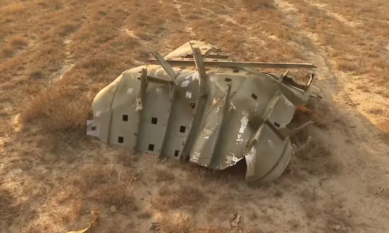 Wreckage lies at the site of the Turkish C-130 military cargo plane crash near the Azerbaijani border, in Sighnaghi municipality, Georgia, on November 11, 2025, in this still image taken from video. TV.IMEDI/Reuters