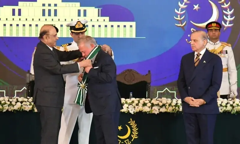 Nishan-e-Pakistan conferred on Jordan&rsquo;s King Abdullah II