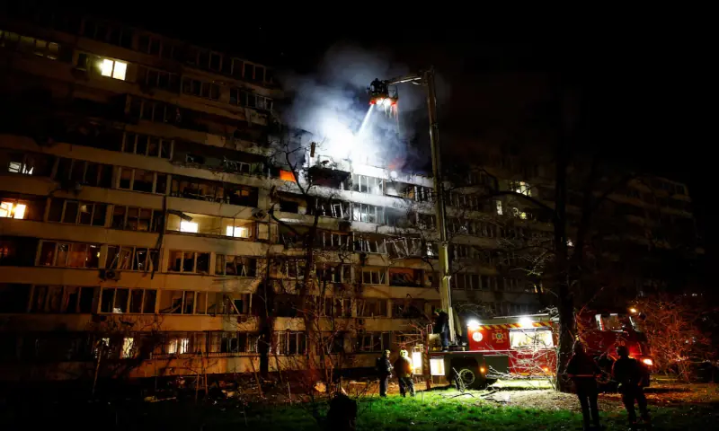 Russian drones trigger fires in Kyiv apartment buildings, officials say