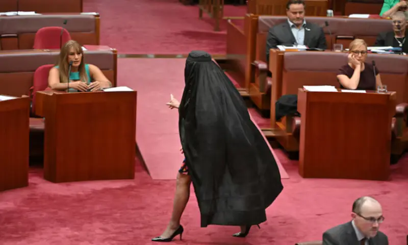 Australia suspends Senator Pauline Hanson over burqa stunt in Parliament