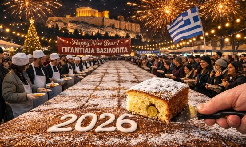یونان میں نئے سال کی آمد پر سب سے بڑا کیک بنا کر ورلڈ ریکارڈ بنا دیا گیا
