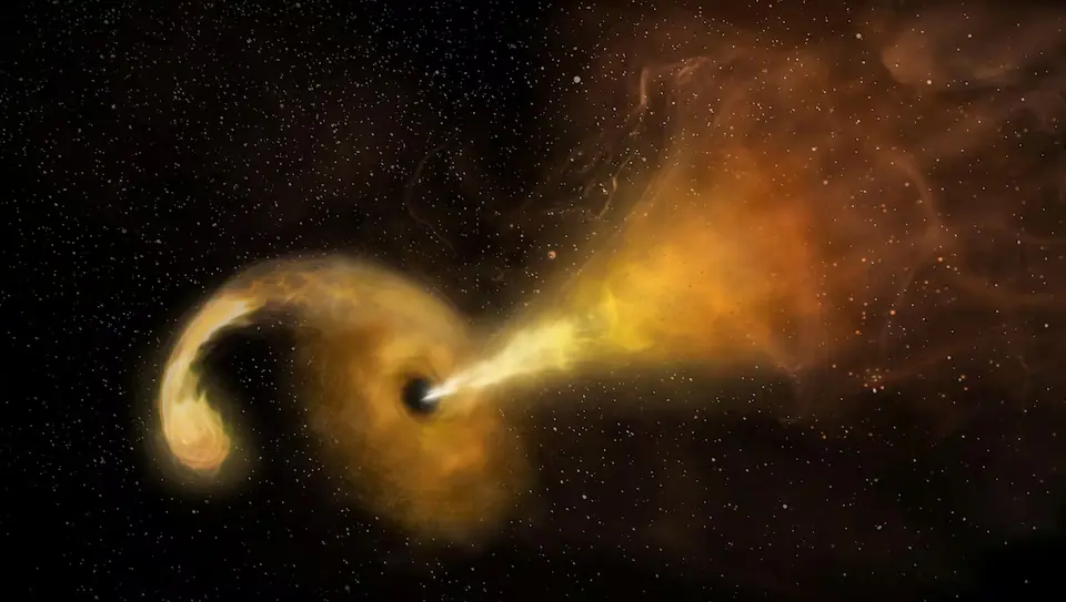 Black hole continues to belch years after chewing up a star