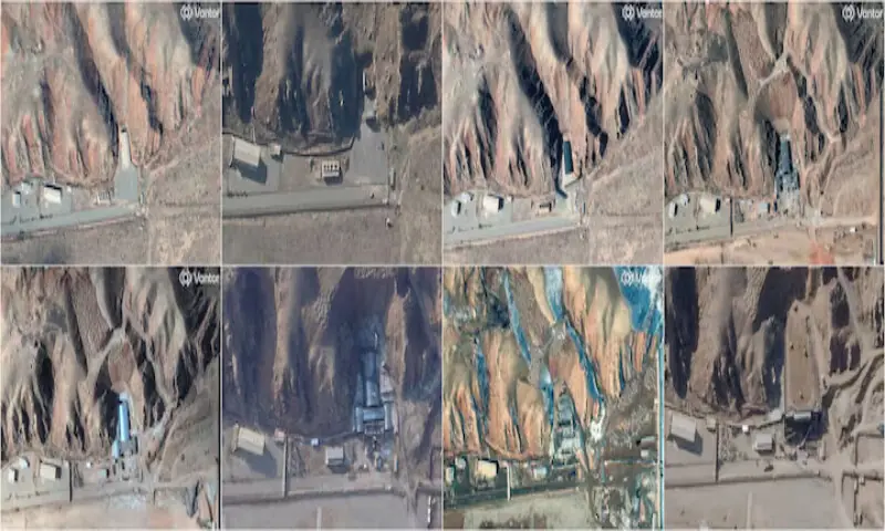 A combination picture of satellite images show the Parchin military complex before the Israeli strikes of October, 2024, in this image dated October 20, 2024. &ndash; Reuters