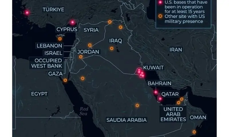مشرق وسطیٰ میں موجود کون سی امریکی تنصیبات ایران کے نشانے پر ہیں؟