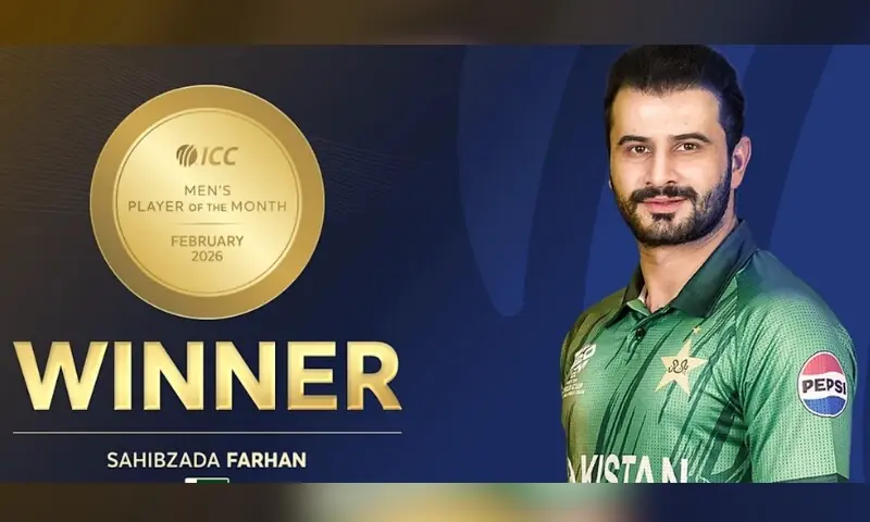 ٹی 20 ورلڈ کپ میں شاندار کارکردگی پر صاحبزادہ فرحان کو بڑے اعزاز سے نواز دیا گیا – Sports ٹی 20 ورلڈ کپ میں شاندار کارکردگی پر صاحبزادہ فرحان کو بڑے اعزاز سے نواز دیا گیا – Sports