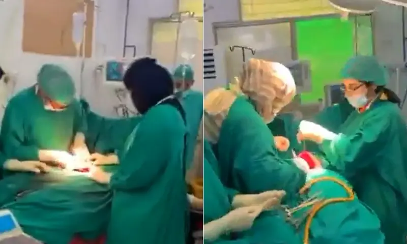 آپریشن تھیٹر میں ’سی سیکشن‘ کا مقابلہ: ویڈیو وائرل ہونے پر پنجاب کے ڈاکٹرز معطل