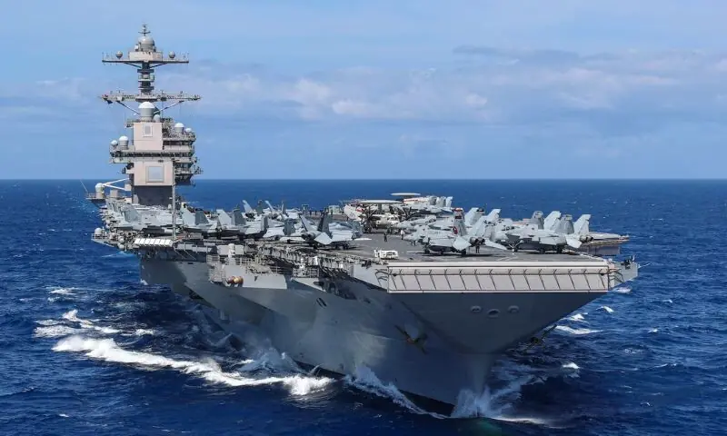 امریکا کے سب سے بڑے طیارہ بردار جہاز یو ایس ایس جیرالڈ فورڈ کی مشرقِ وسطیٰ میں واپسی