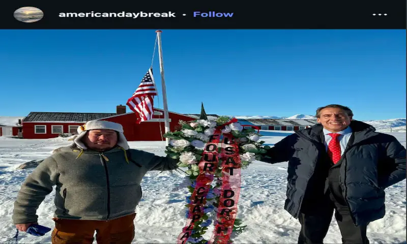 Tom Dans (right), a US official with links to the White House, has tried to bolster America&rsquo;s standing in Greenland. In this picture posted to his organisation&rsquo;s Instagram account, he is seen with J&oslash;rgen Boassen on the island. &ndash; Reuters