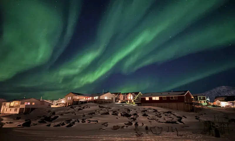 The Aurora Borealis, also known as the Northern Lights, illuminates the sky over Nuuk in mid-February. &ndash; Reuters