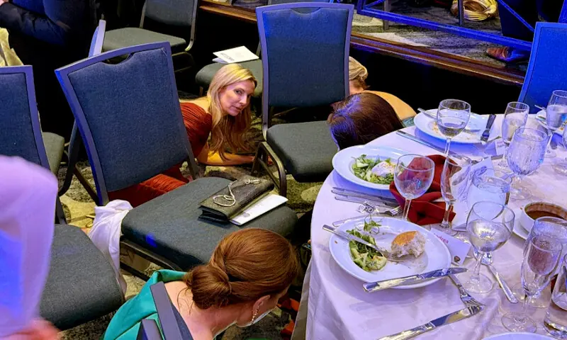 Guests take cover at the White House Correspondents&rsquo; dinner. &ndash; Reuters