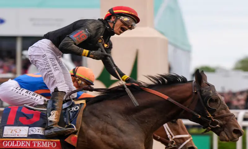 Golden Tempo with Jose Ortiz up wins the 152nd running of the Kentucky Derby at Churchill Downs. &ndash; Reuters