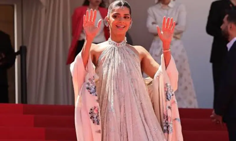Sanam Saeed walks Cannes 2026 red carpet in Hussain Rehar couture